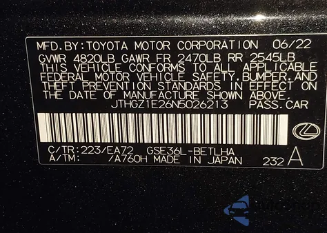 2022 Lexus Is 350 F Sport z USA, uszkodzony, nr VIN JTHGZ1E26N5026213